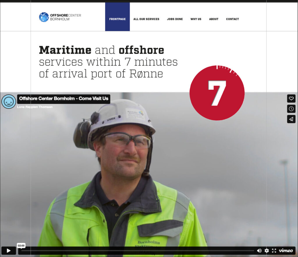 Illustration af website leveret til Offshore Center Bornholm.