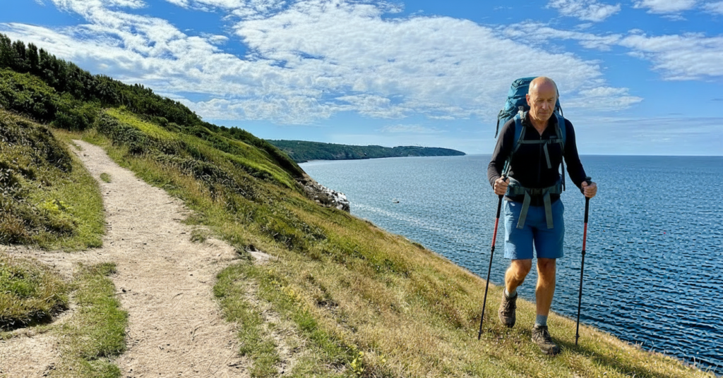 Vandrer på kanten af Hammerknuden. AI generet.